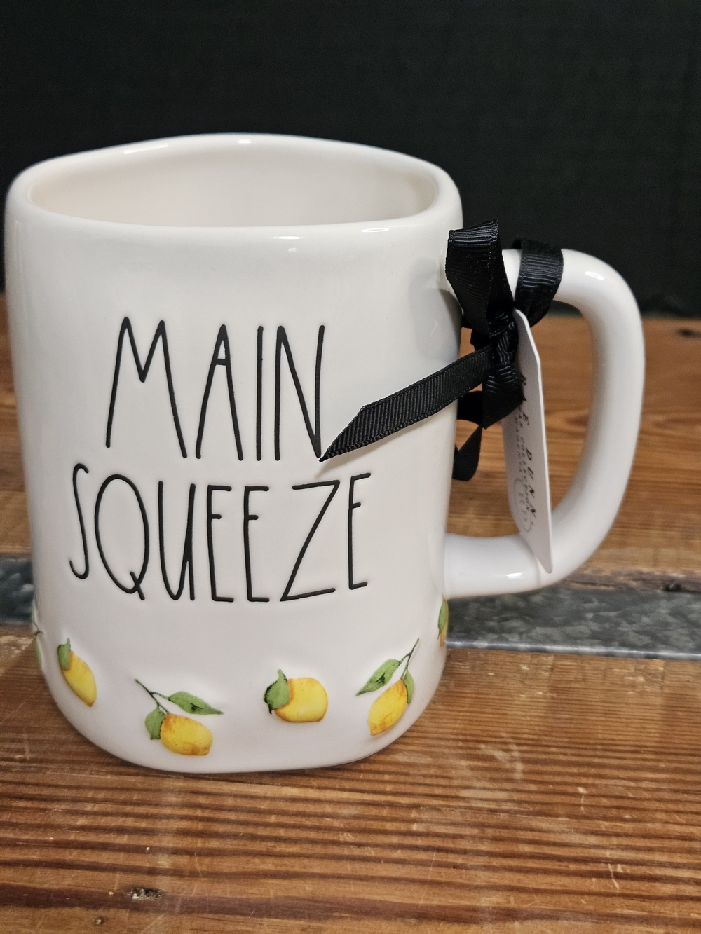Rae Dunn Main Squeeze Lemon Ceramic Mug - White and Yellow